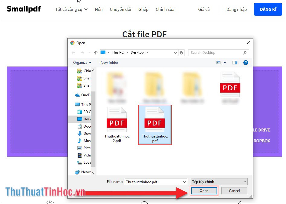 Chọn file PDF của mình vào phần mềm để cắt