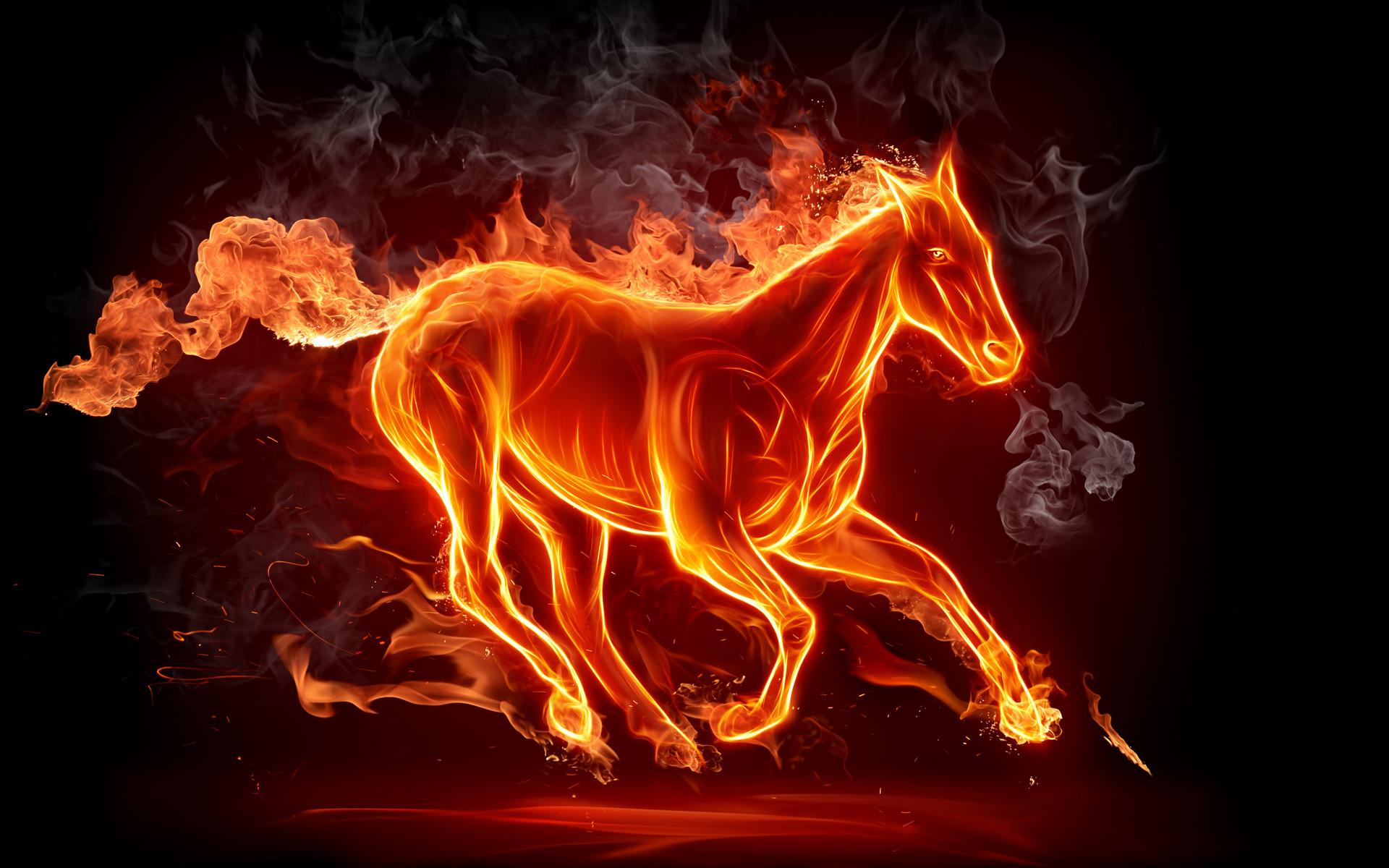 Hình nền 3D ngựa lửa