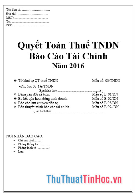 Tổng hợp mẫu bìa báo cáo tài chính đẹp nhất