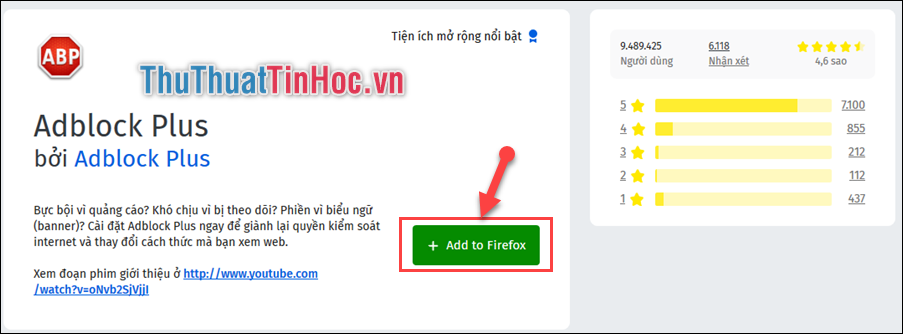 Ấn Add to FireFox để cài đặt tiện ích