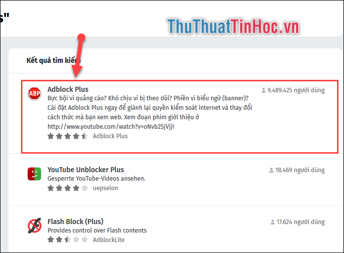 Lựa chọn phần mềm Adblock Plus