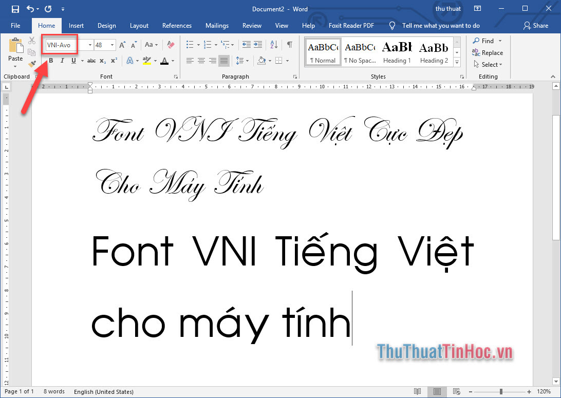 Bắt đầu sử dụng font VNI để soạn thảo trong Word