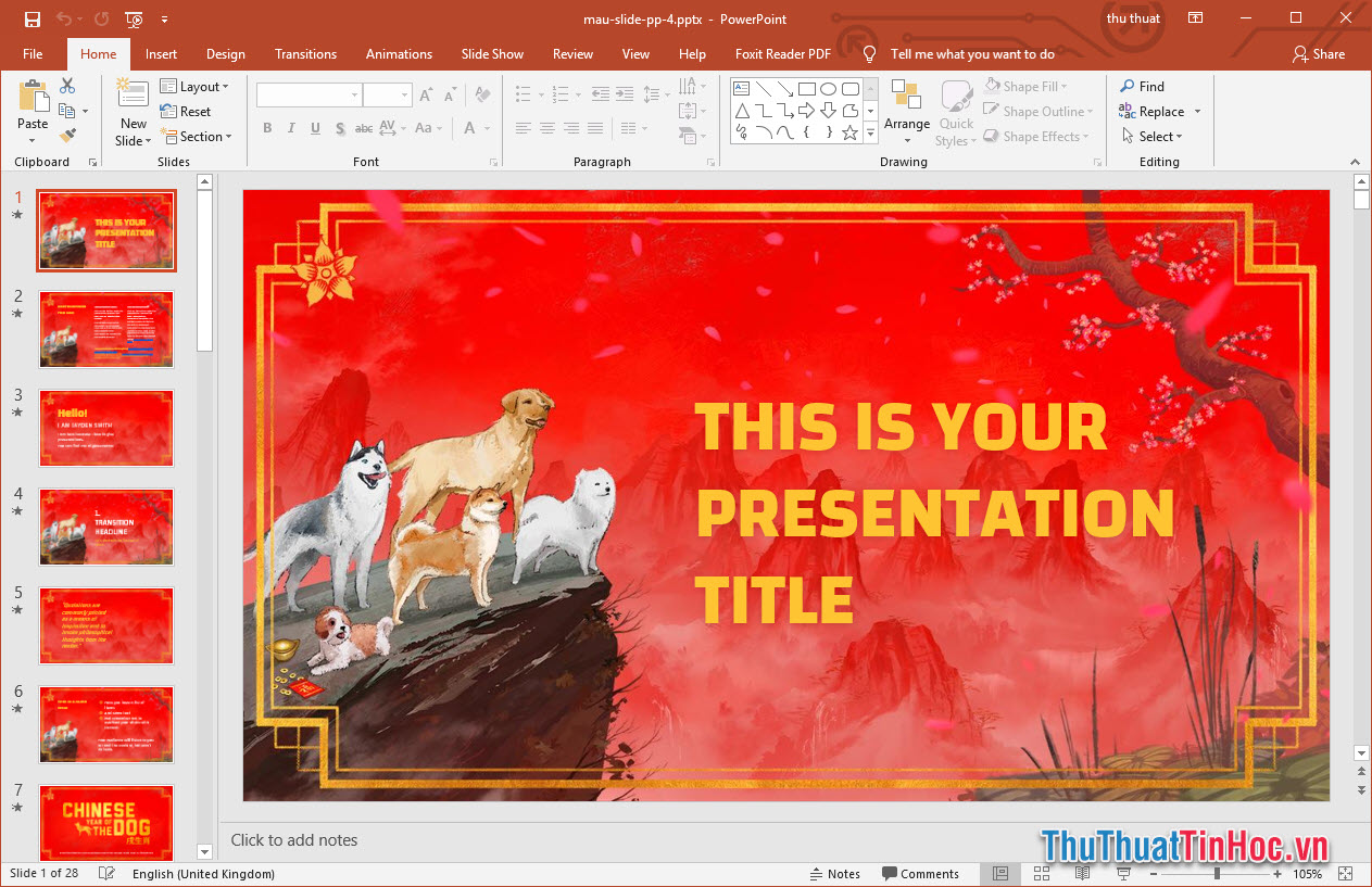 Mẫu slide Powerpoint phong cách Tết Nguyên Đán