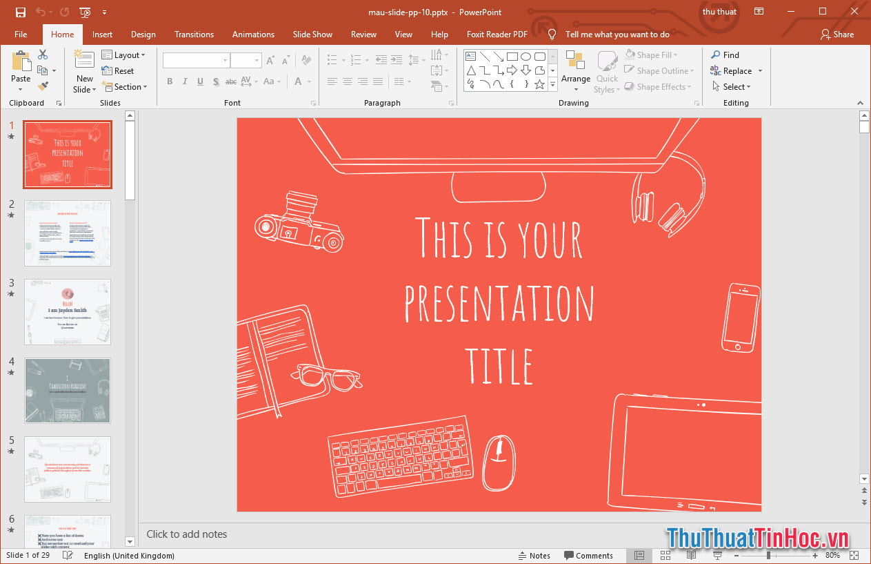 Mẫu slide thuyết trình Powerpoint phong cách minh họa