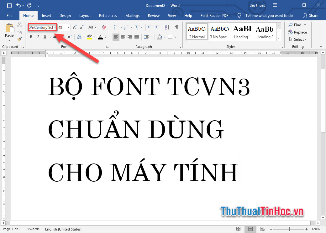 Sử dụng bộ font TCVN3