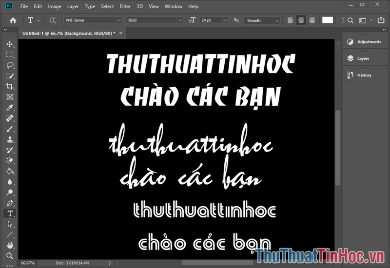Gõ tiếng Việt có dấu trong Photoshop với bộ font VNI