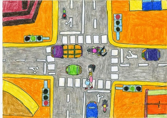 Tranh vẽ an toàn giao thông của học sinh