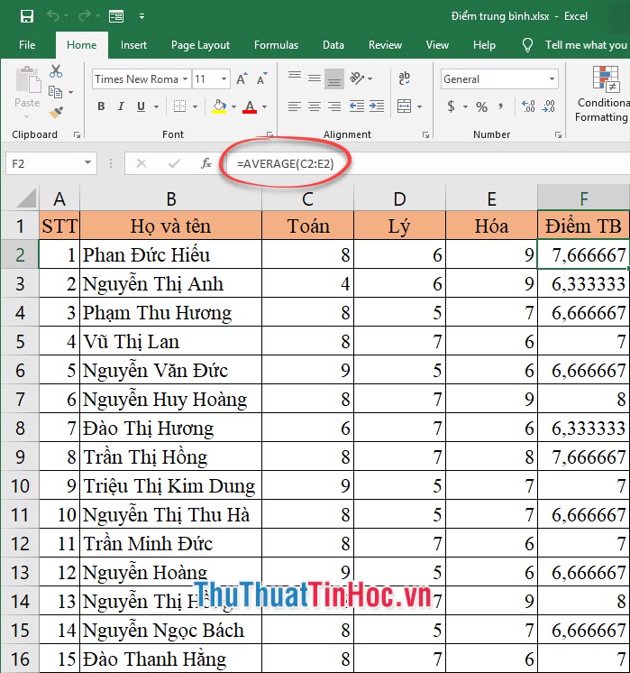 Một ô có chứa công thức tính toán Excel