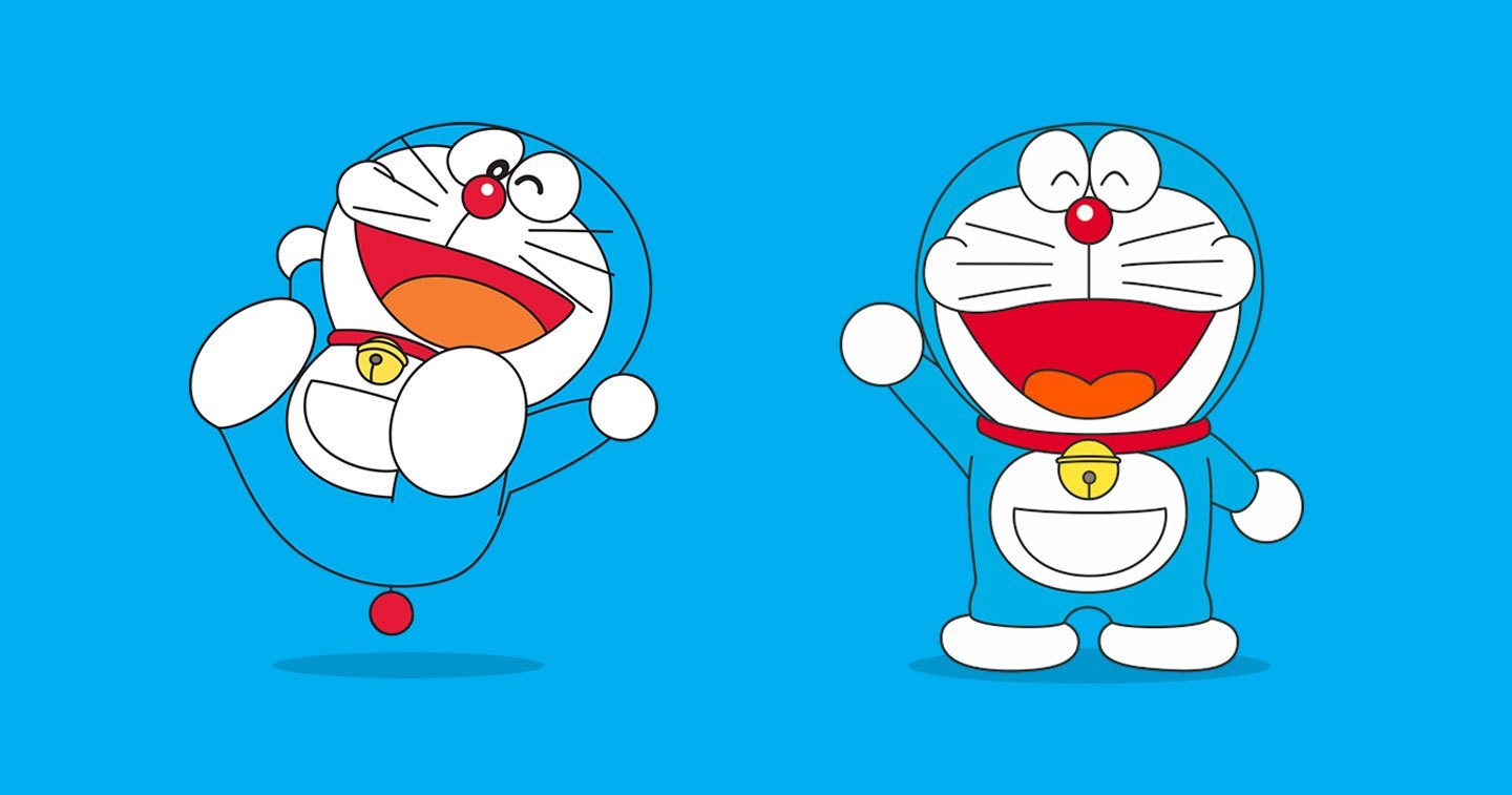 Hình ảnh hai chú mèo máy Doraemon
