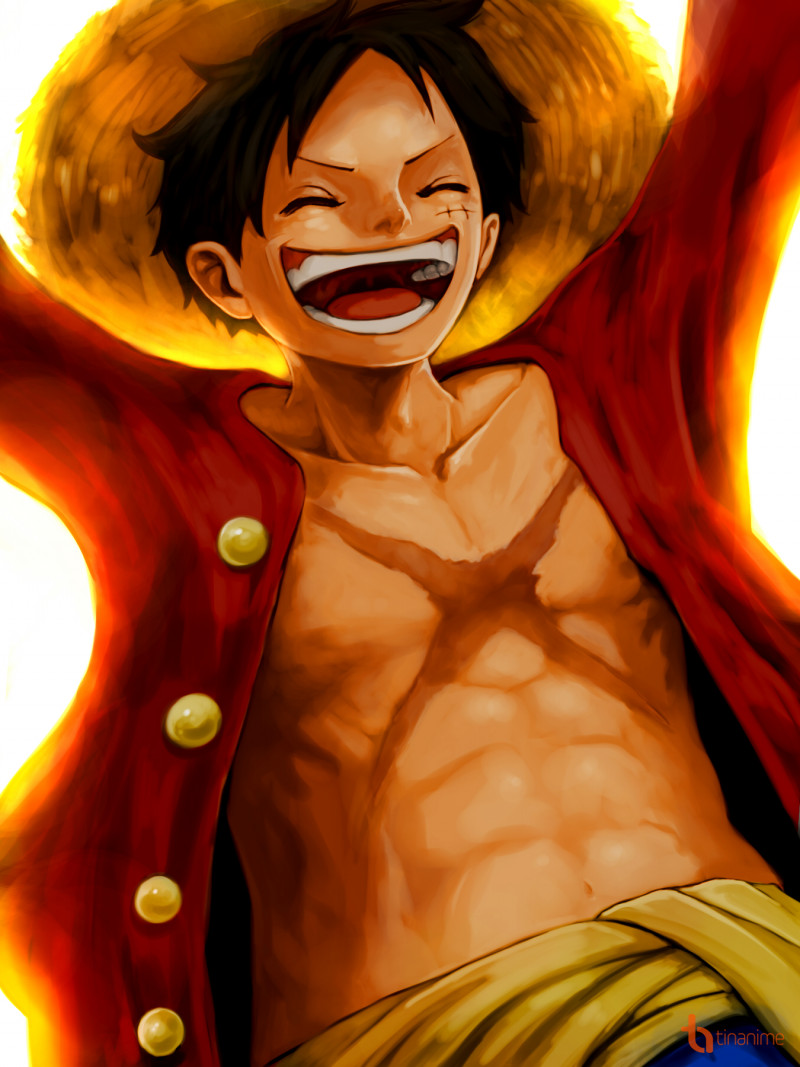 Hình hình họa Luffy cơ bắp mỉm cười tươi tỉnh đặc biệt đẹp