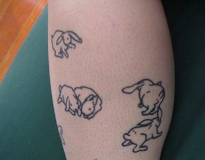 Hình Tattoo 2 con thỏ cực cute