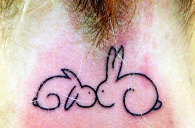 Hình Tattoo 2 con thỏ cute