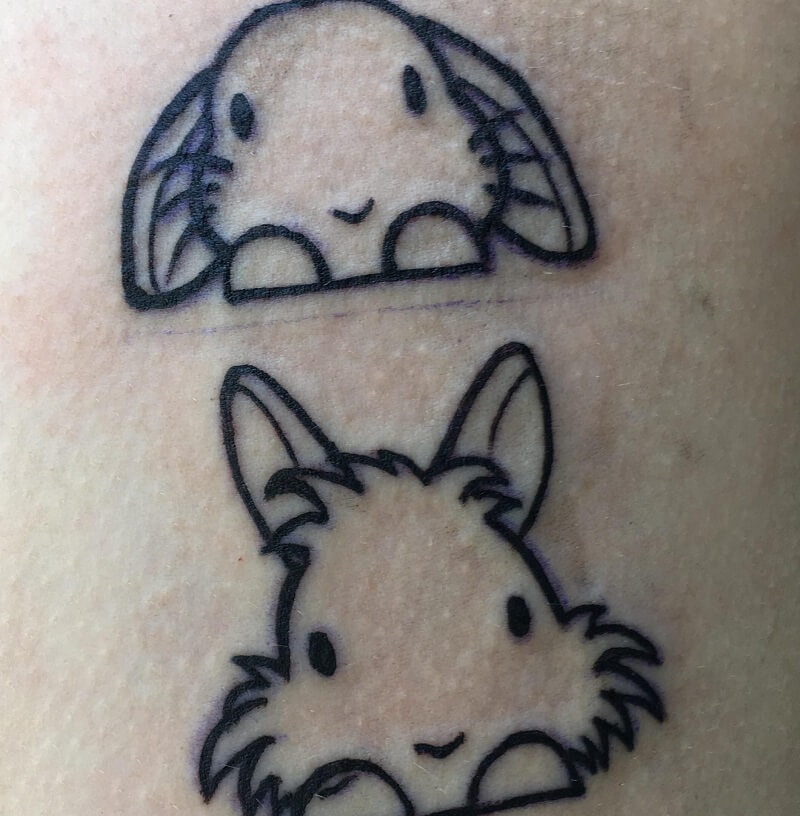 Hình Tattoo 2 con thỏ dễ thương