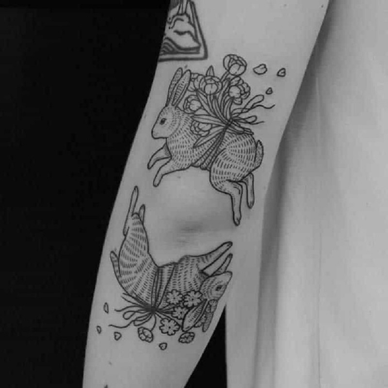 Hình Tattoo 2 con thỏ đẹp nhất