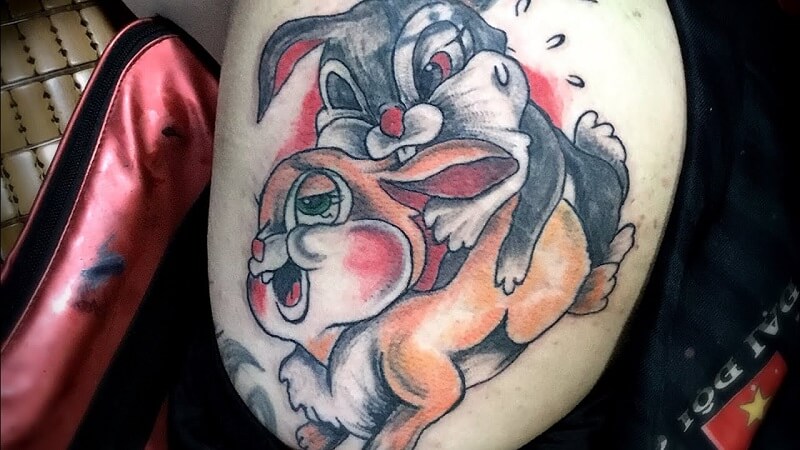 Hình Tattoo 2 con thỏ đẹp
