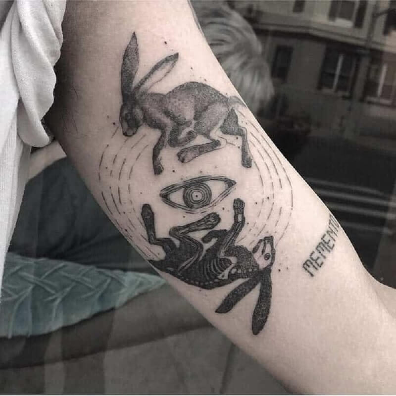 Hình Tattoo 2 con thỏ độc đáo