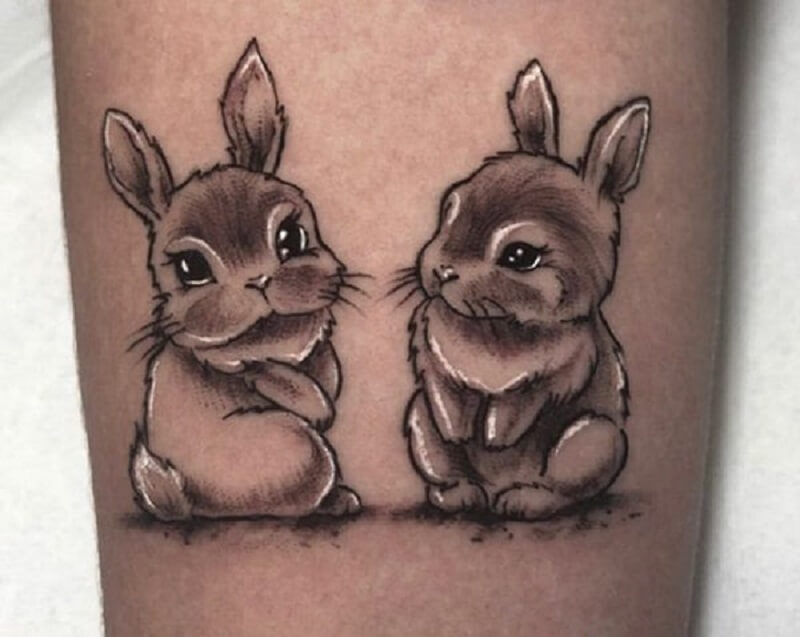 Hình xăm 2 con thỏ đẹp