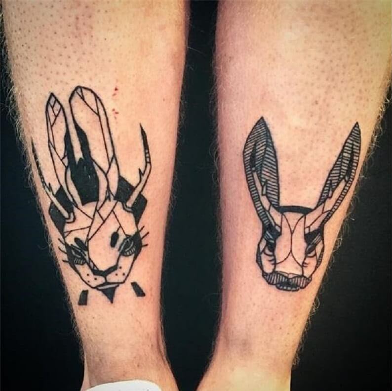 Mẫu hình xăm 2 con thỏ ngầu