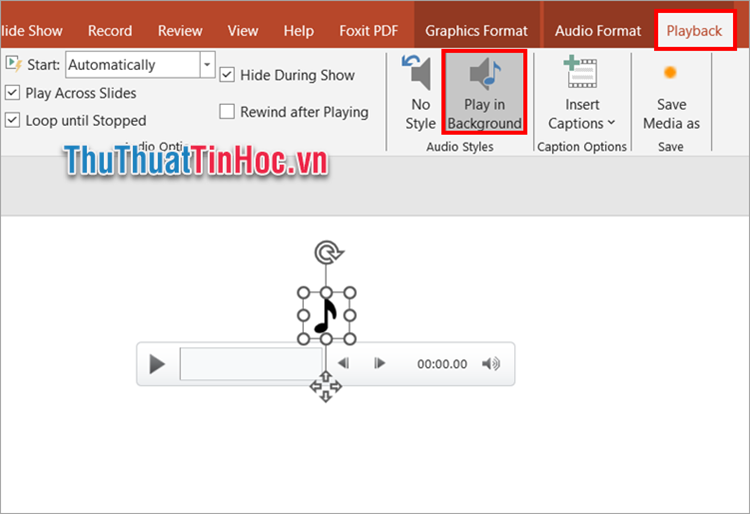 Chọn Play in Background trong phần Audio Styles