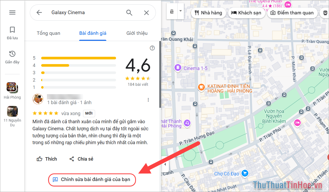 Chọn Chỉnh sửa bài đánh giá của bạn để thay đổi nội dung đánh giá