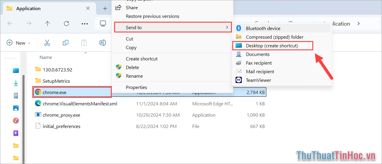 Chrome.exe → Send to → Desktop (Create Shortcut)