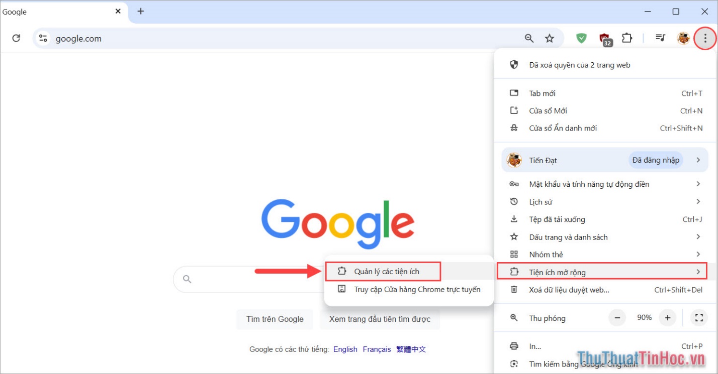 Mở trình duyệt Chrome trên máy tính