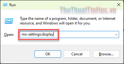 Nhấn Win + R để mở hộp thoại Run sau đó nhập lệnh sau