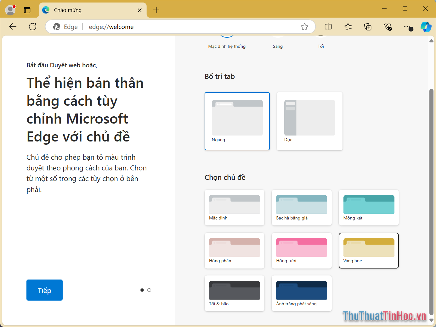 Tùy chỉnh màu sắc cá nhân cho hồ sơ Profile mới trên Edge