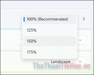 Tùy chọn một tỷ lệ lớn hơn từ danh sách để phù hợp