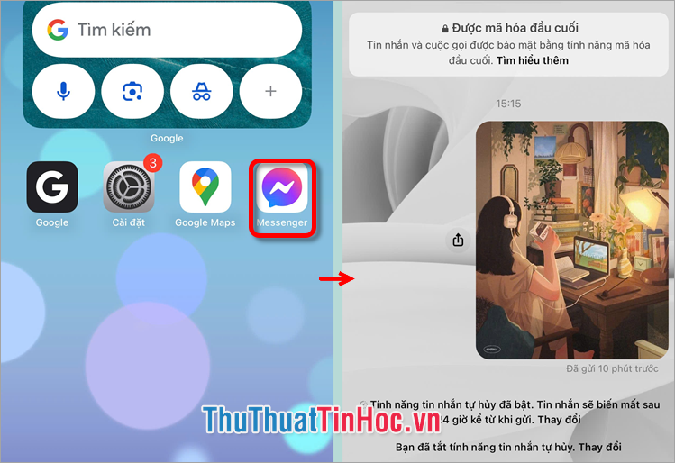 Mở ứng dụng Messenger, vào cuộc trò chuyện với người bạn mà bạn muốn gửi ảnh HD