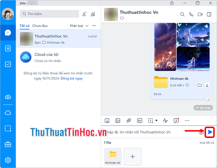 Thêm thư mục sau đó chọn biểu tượng gửi Thêm thư mục sau đó chọn biểu tượng gửi