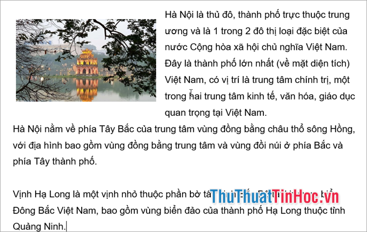 Thực hiện cách chèn ảnh vào bên cạnh văn bản trong Word sử dụng Table