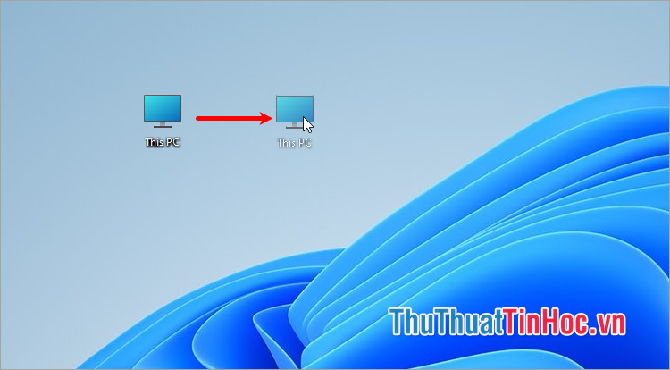 Nhấn giữ chuột phải vào file hoặc thư mục cần tạo shortcut