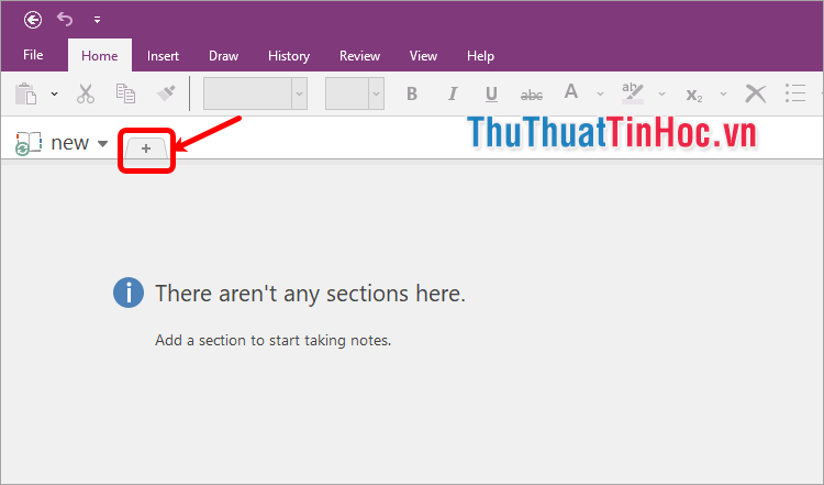 Chọn biểu tượng dấu + để tạo một section mới