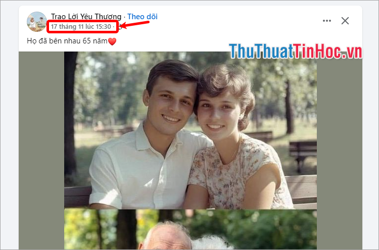 Chọn vào dấu thời gian của bài viết để mở đến bài viết đó