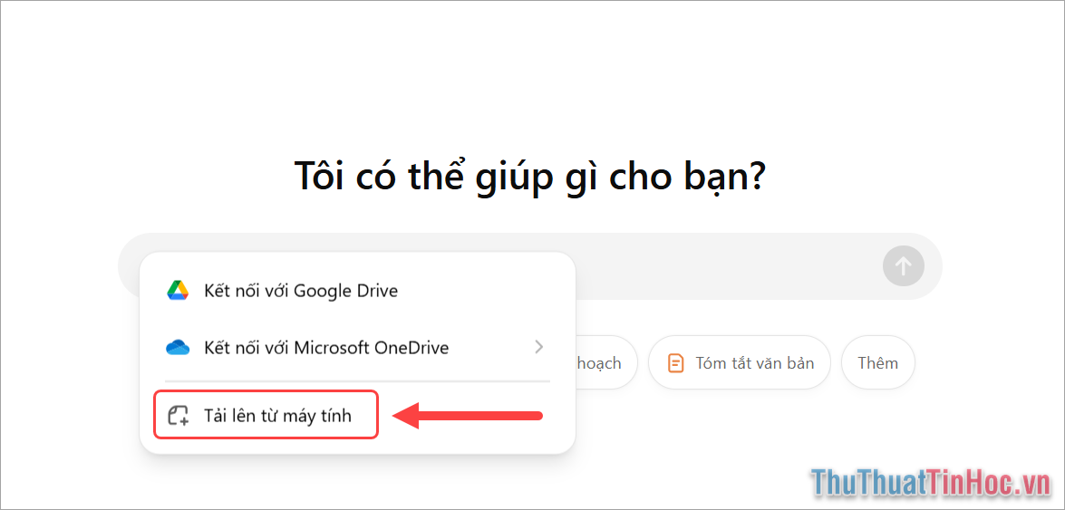 Lựa chọn tải hình ảnh lên ChatGPT