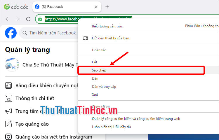 Nhấn chuột phải và chọn Sao chép