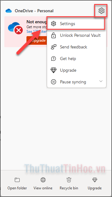 Nhấn nút Bánh răng ở góc trên bên phải rồi chọn Settings