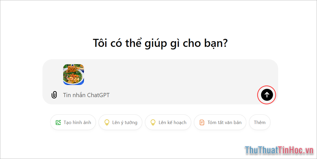 Nhấn nút Upload để tải hình ảnh lên hệ thống ChatGPT