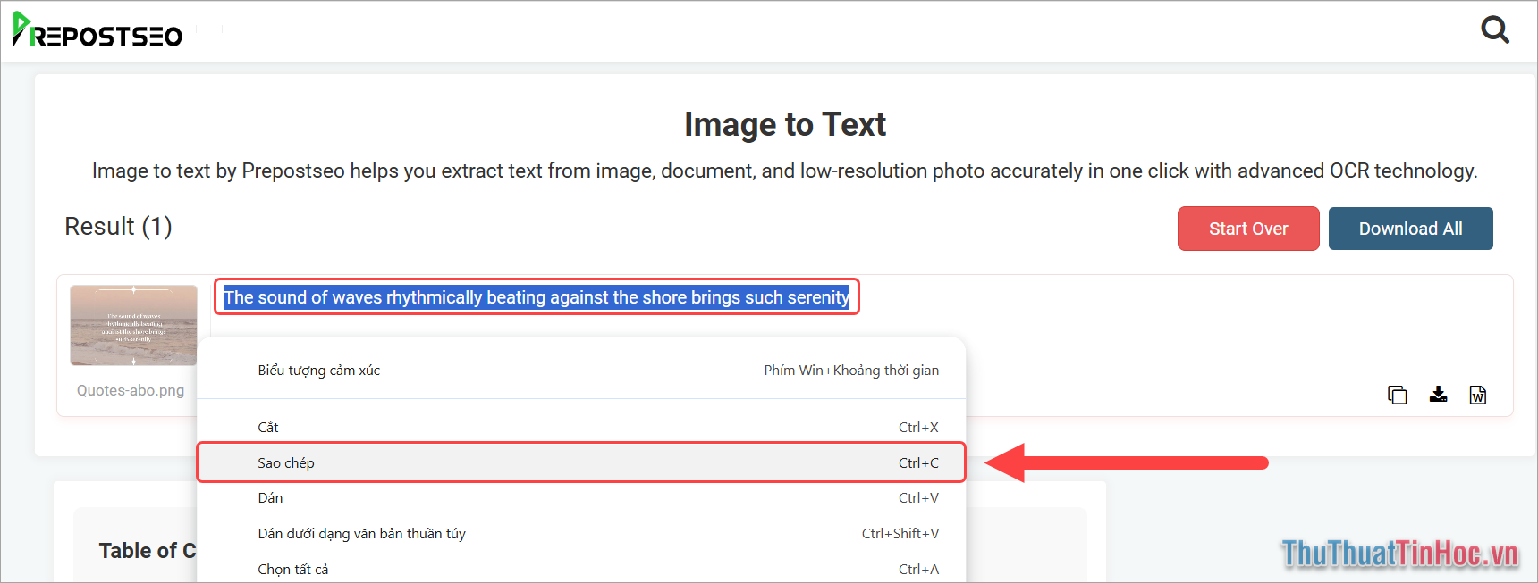 Sao chép nội dung chữ trên ảnh