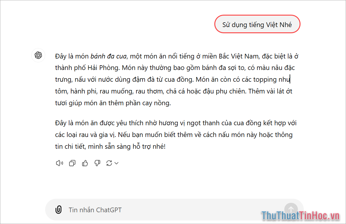 Sử dụng câu lệnh “Sử dụng tiếng Việt nhé”