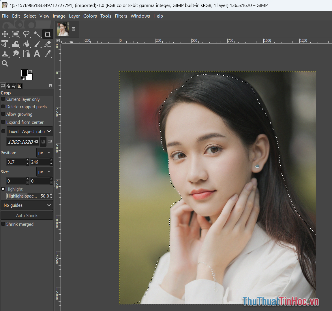 Tạo vùng chọn, cố gắng chọn chính xác chủ thể nhất