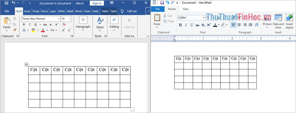 Dữ liệu bạn thay đổi trong Word sẽ được chuyển sang Wordpad