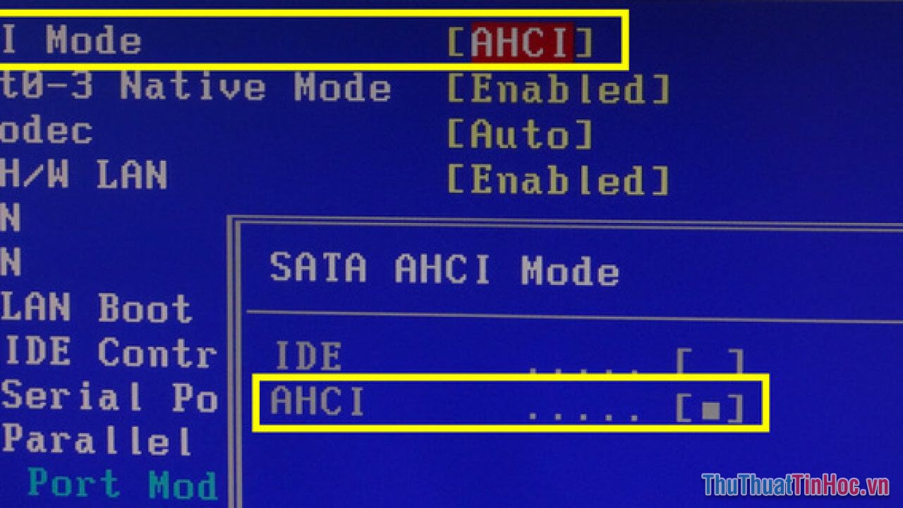 Kích hoạt chế độ AHCI trên bo mạch chủ