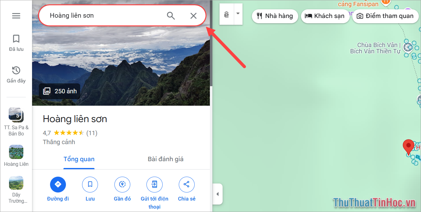 Mở Google Maps nhập vị trí cần xem độ cao