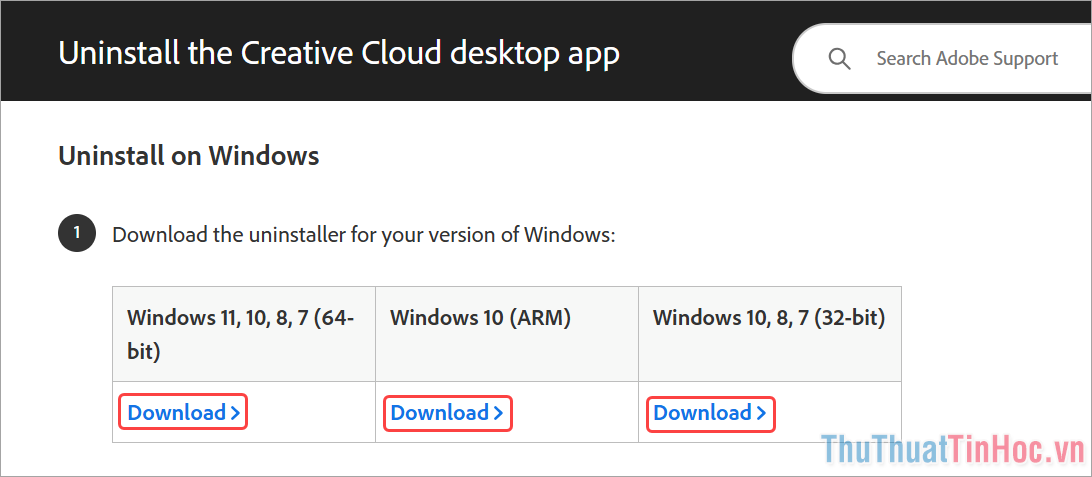 Truy cập Adobe Creative Cloud để tải phần mềm gỡ ứng dụng