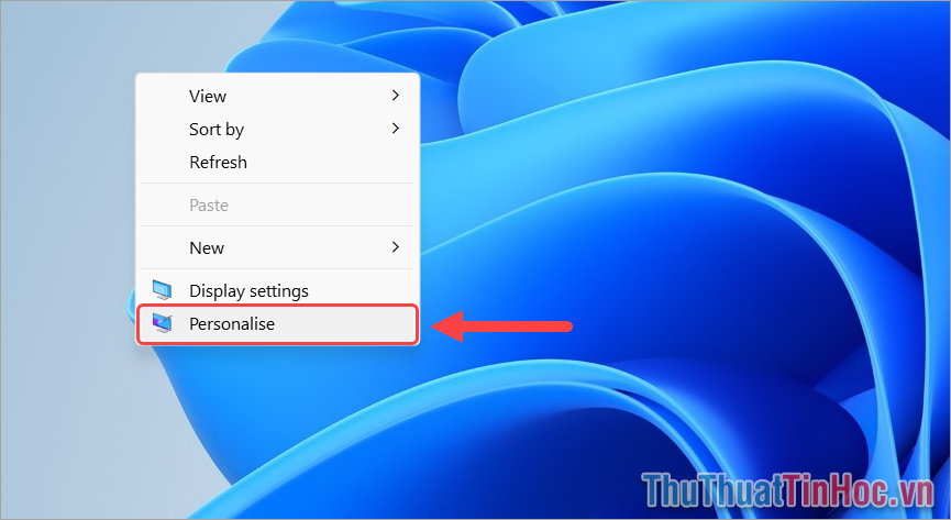Click chuột phải vào màn hình và chọn Personalise Click chuột phải vào màn hình và chọn Personalise