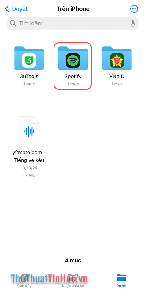 Mở Tệp → Tìm kiếm thư mục Spotify