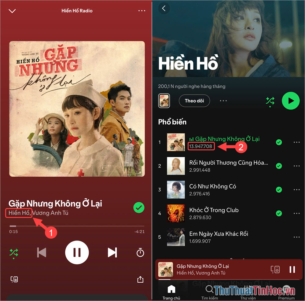 Cách xem lượt Stream của một bài hát trên Spotify trên điện thoại