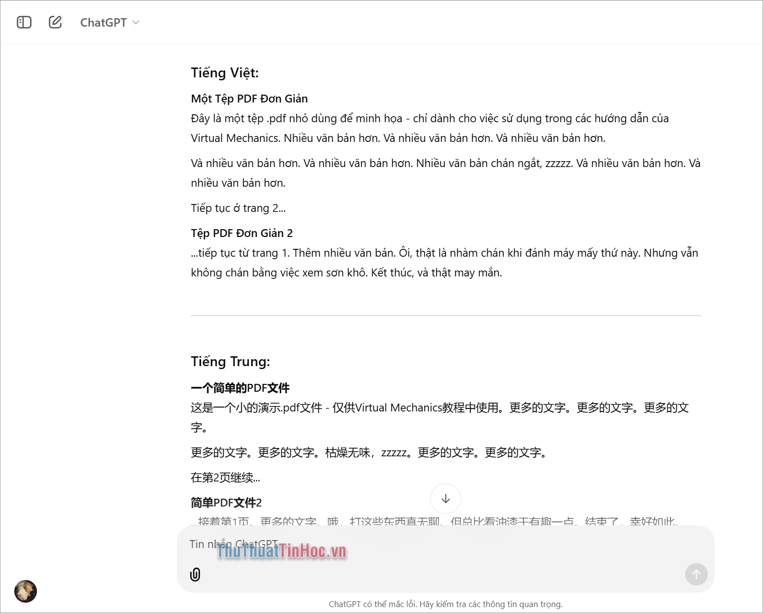 ChatGPT sẽ tự động dịch thuật toàn bộ nội dung trong file PDF